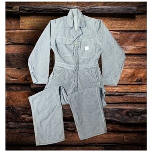 1960's HICKORY STRIPE SELVEDGE COVERALLS "UNISEX"- 30"x30"